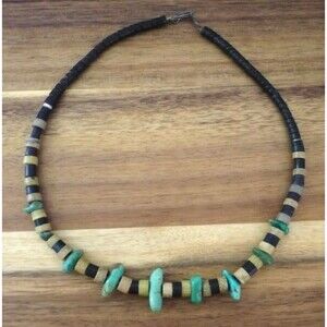 Vtg Southwest Style Necklace Natural Turquoise Nuggets Tapered Beads Western